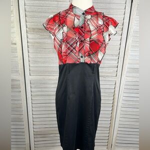 TRIXXI Retro Style Midi Dress Red Plaid/Black-7